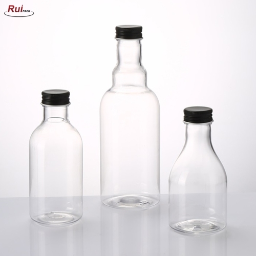 190ml,200ml,400ml clear round plastic bottle PET beer shape bottle, long neck bottle with screw cap RP-PBPET013B