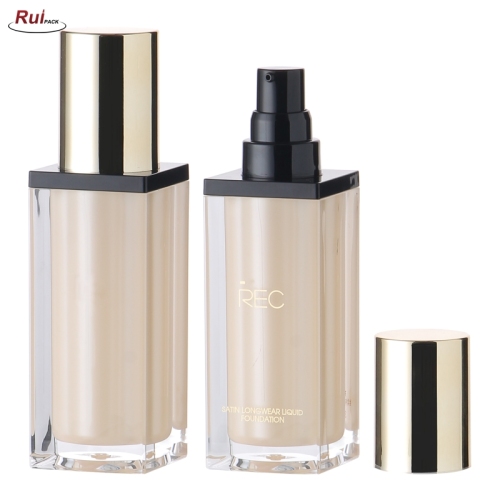 Square shape acrylic 30ml cosmetic cream pump bottle make up foundation cream bottle