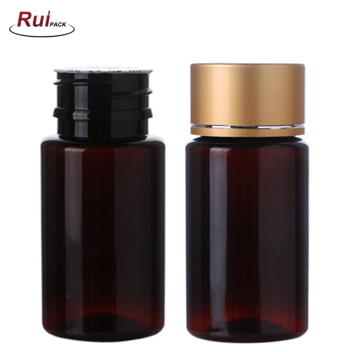 Luxury Vitamin Amber Brown Capsule Pill Medicine Plastic Bottle RP-PBMB01