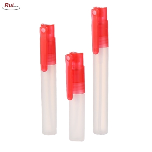 Hot Selling Mini 5/7/8/11/12ml Clear Plastic Sprayer Perfume Bottle With Fine Mist Matte red Atomizer For Cosmetic /Travel Use RP-PBPP10