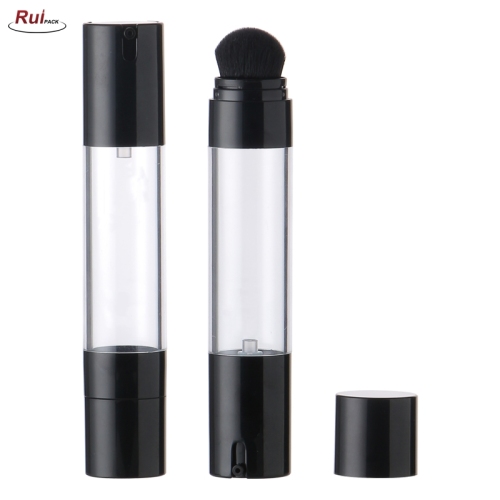 30ml AS ABS airless pump bottle with cosmetic brush top 2 in 1 cosmetic concealer brush bottle