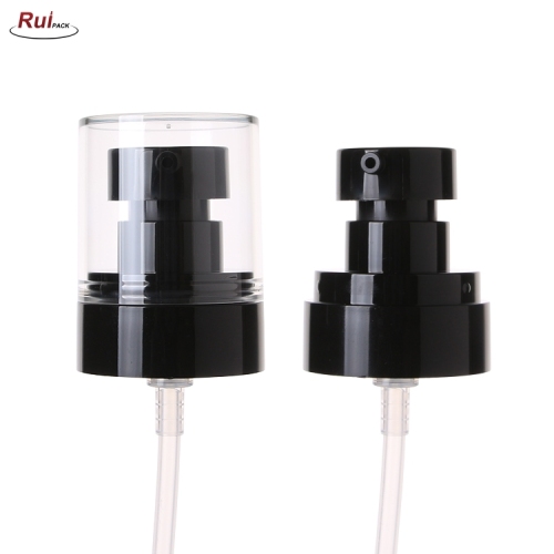 Black cosmetic treatment pump plastic cream pump with full transparent cover RP-PHCP21