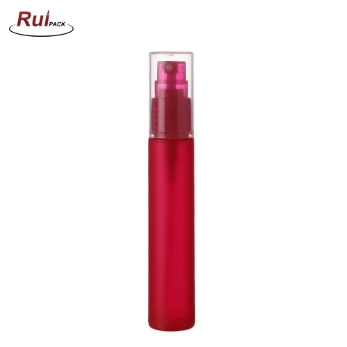 Luxury 10ml,12ml,18ml red Cylinder shape perfume packaging clear glass fragrance bottle with atomizer aluminum sprayer RP-PBPP08