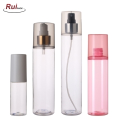 50ml, 100ml, 150ml, 200ml, 250ml PET&PP Cylinder plastic body fine beauty product mist spray bottle sanitizer spray bottle with a big cover cap RP-PBPET009