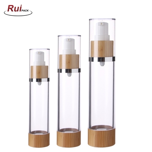 AS+bamboo decorated airless pump cream bottle 15ml 30ml 50ml