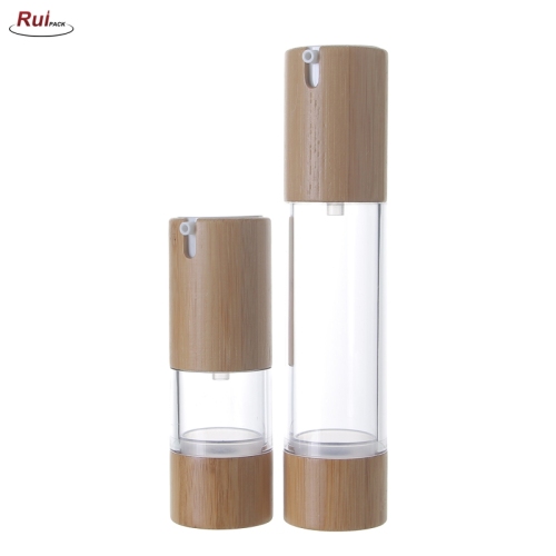 15ml 30ml 50ml AS+bamboo decorated airless pump cream bottle