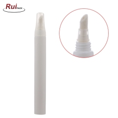 16mm Pure White round Empty Lip Balm Plastic Cosmetic Packaging Soft Squeeze Lip Gloss Tube flock applicator RP-TBPT24