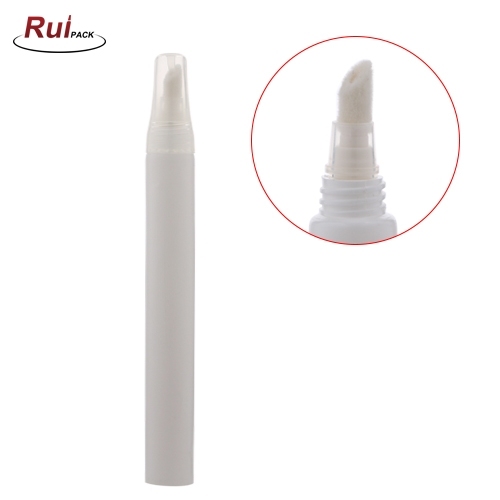 16mm Pure White round Empty Lip Balm Plastic Cosmetic Packaging Soft Squeeze Lip Gloss Tube flock applicator RP-TBPT24