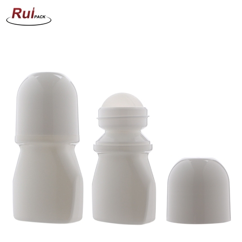 50ml Pure White Personal Care Packaging Customized Available Wholesale 50 Ml Empty Round Roller Ball Bottle Pp Plastic Roll On Deodorant Bottle RP-STRO08