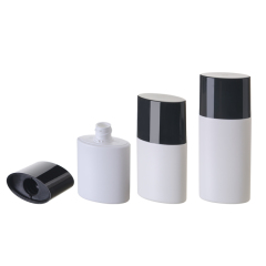Oval shape HDPE empty sunscreen cream bottle 30/50/80ml with screw cap and insert