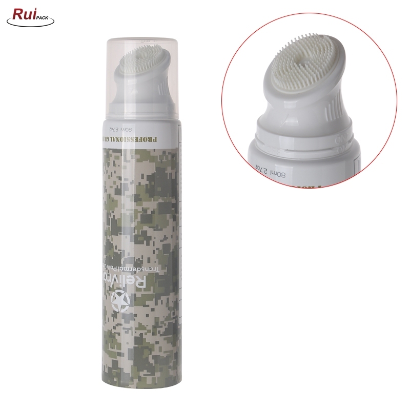 40mm White Soft PE Tube Massage TPE Brush Face Tube With Switch For Facial Cleanser RP-TBPT44