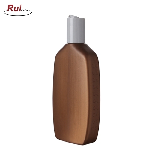 Flat shape customized color HDPE bottle with 24/415 disc top cap logo print on bottle