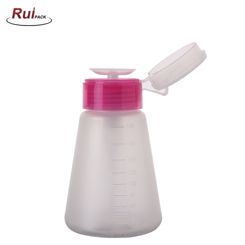 180ml 33/410 empty and refillable PE bottle with nail polish pump