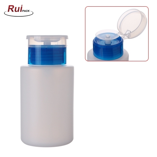 180ml empty and refillable PE bottle with nail polish pump 33/410