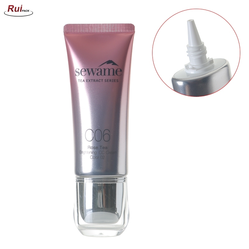 23mm*33mm Oval Shape OEM Black printing lip gloss or eye creams cosmetics packaging Aluminium foil laminated plastic squeeze tubes With double wall screw cap RP-TBLT33