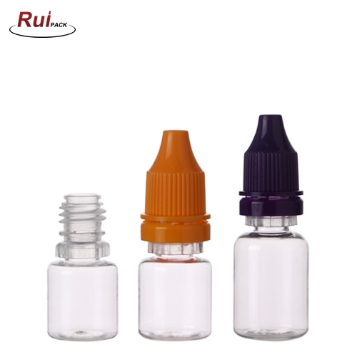 empty pet bottles 5ML, 10ML plastic dropper E liquid bottle with safety customized colors cap RP-PBEB11