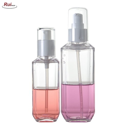 100ml,200ml Cosmetic Packaging Plastic Double Wall Dropper PETG Empty unique Small Serum luxury Dropper bottles square bottle dropper with Full cover capRP-PBPG02