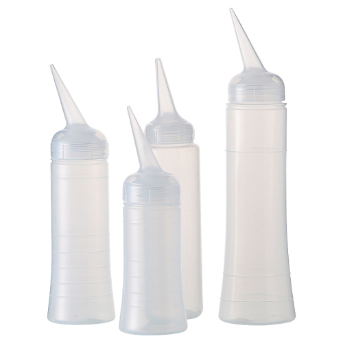 150/200/300ml LDPE squeezable bottle with long nozzle screw cap for hair salon