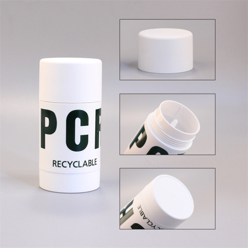 30g 50g 75g White Recyclable Plastic PCR Deodorant Stick Container bottom filling sunscreen twist up bottles