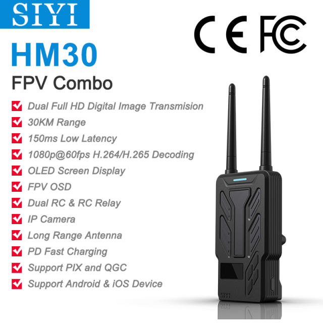 SIYI HM30 Long Range Full HD Digital Image Transmission FPV System 1080p 60fps 150ms SBUS PWM