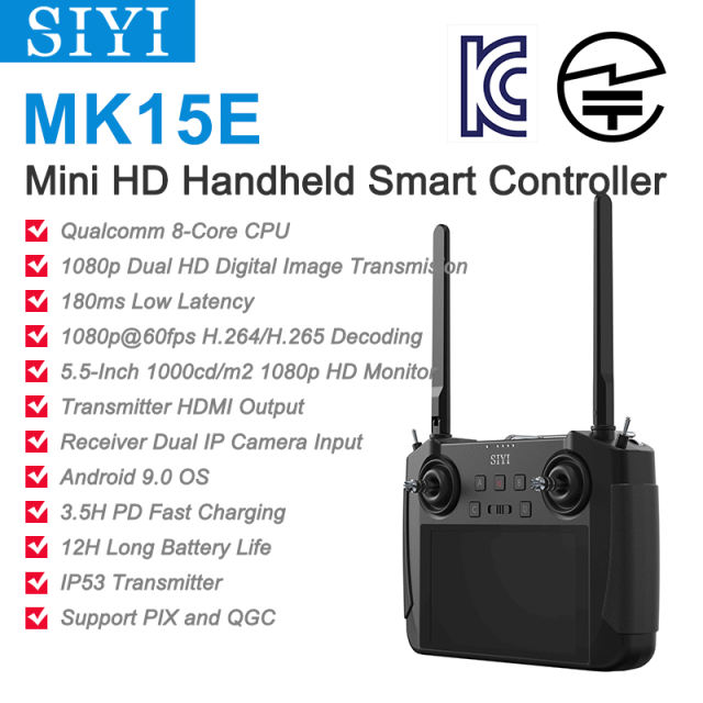 SIYI MK15E Mini HD Handheld Smart Controller with 5.5 Inch Touchscreen 1080p 60fps FPV 180ms Latency for UAV Japan MIC Certified