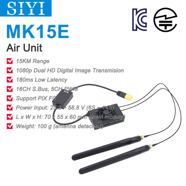 SIYI MK15E Air Unit with Full HD 1080p Long Range Image Transmission SBUS PWM Ethernet Mavlink Telemetry MIC Certified