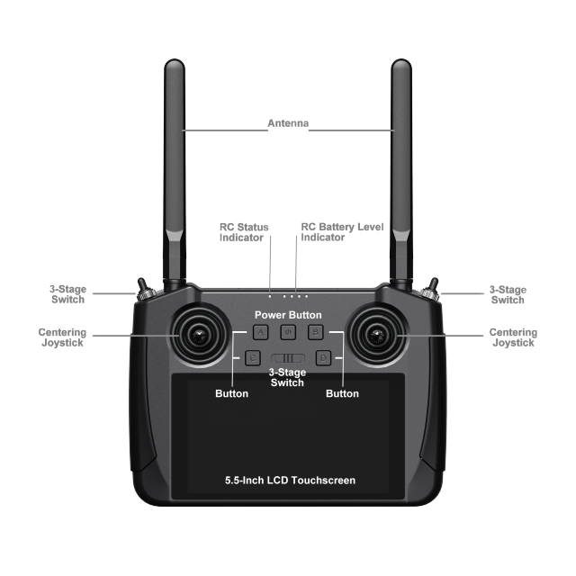 SIYI MK15E Mini HD Handheld Enterprise Smart Controller with 5.5 Inch LCD Touchscreen 1080p 60fps FPV 180ms Latency for UAV UGV 5KM Japan MIC Certified