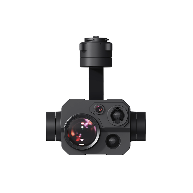 Front-facing view on its gimbal arm