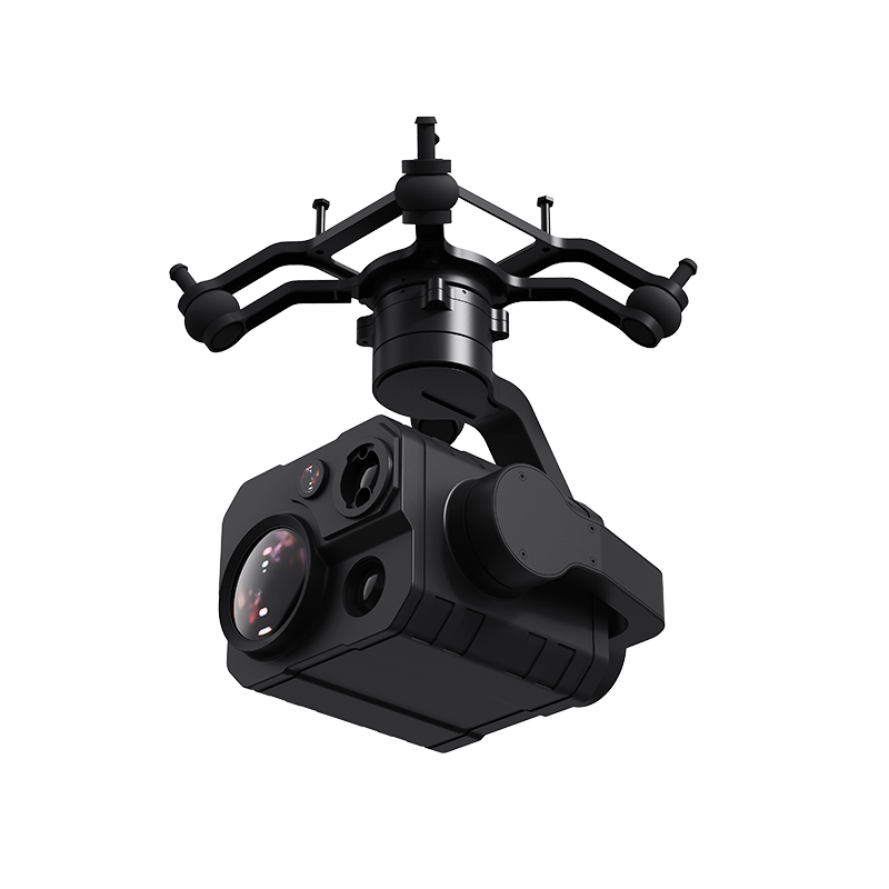 Side angled view showing the full gimbal arm and sensor housing
