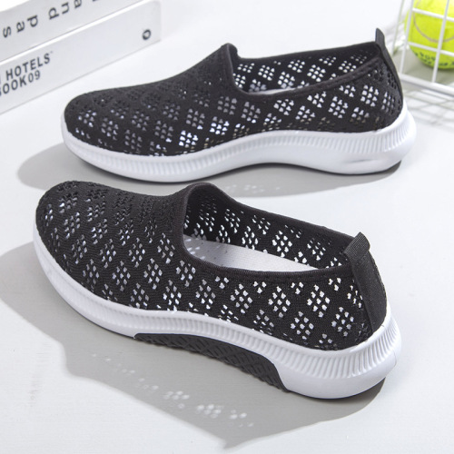 2022 NOVO verão coreano malha confortável sapatos femininos respirável oco tênis de caminhada esportiva casual plana senhoras