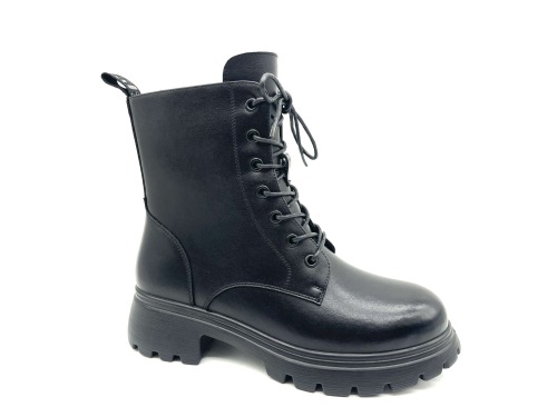 automne hiver mode plat plate-forme épaisse à lacets bottes en cuir confortables pour femmes