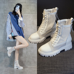 Spring and summer mesh zipper Martin boots female Korean thick sole inside height rest female mesh boots students shoes female