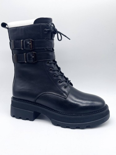 Mode automne plateforme plate à lacets chaussures confortables pour femmes bottes souples en cuir