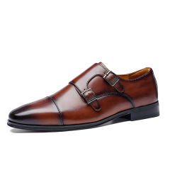 2022 novos sapatos de couro masculinos de couro britânico Brock feito à mão com laço de dedo pontiagudo trabalho masculino negócios formais sapatos masculinos