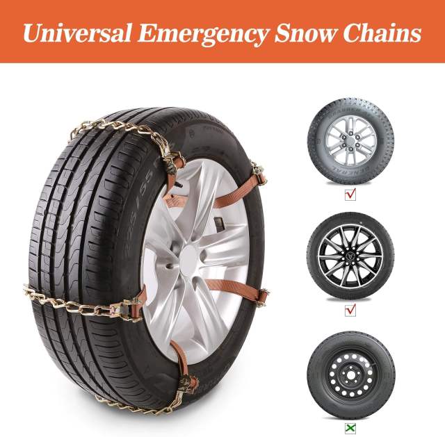Snow Chains, 225-295mm Universal Tire Chains for Car, SUV, RV, Pickup Trucks, Adjustable Emergency Anti-Skid Thickening Tire Traction Chain (10 Packs)