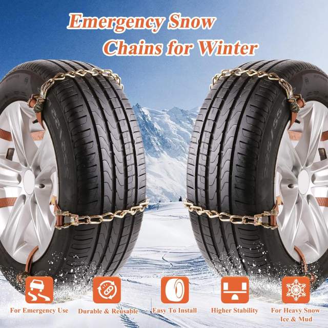 Snow Chains, 225-295mm Universal Tire Chains for Car, SUV, RV, Pickup Trucks, Adjustable Emergency Anti-Skid Thickening Tire Traction Chain (10 Packs)