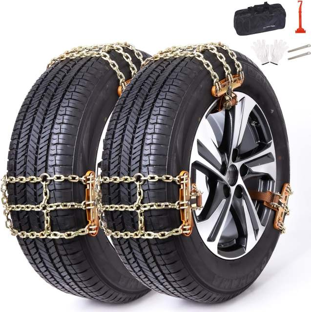 Snow Chains for SUV Car Pickup Trucks RV, Universal Adjustable Emergency Portable Snow Tire Chains, Applicable Tire Width 215-315mm (8.4-12.4 inch) (6 Packs)