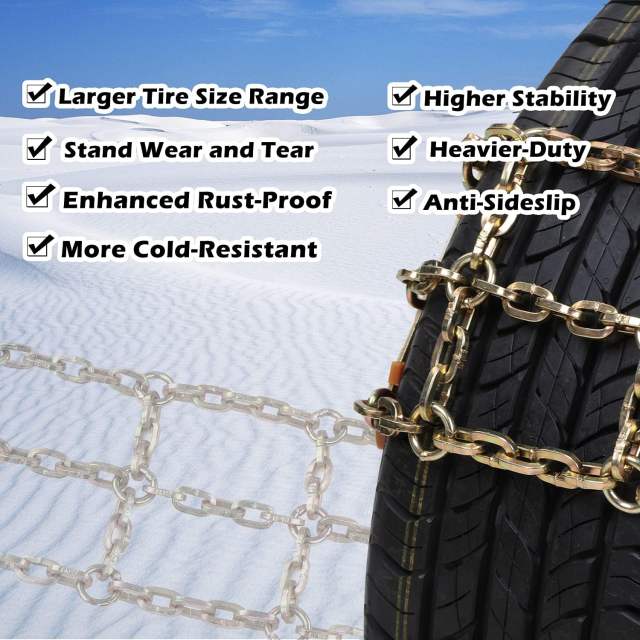 Snow Chains for SUV Car Pickup Trucks RV, Universal Adjustable Emergency Portable Snow Tire Chains, Applicable Tire Width 215-315mm (8.4-12.4 inch) (6 Packs)