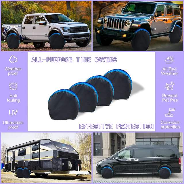 Tire Covers 4 Pack,Waterproof Anti-UV Snow Sun Rain Tire Covers for RV,Truck, SUV, Trailer, Camper.