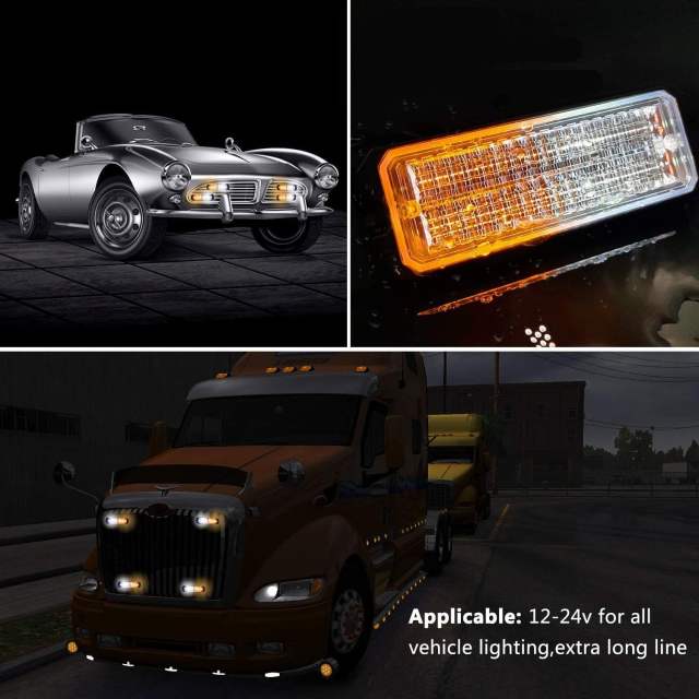 Led Strobe Lights for Trucks 12-24V 30-LED with Switch and Remote Control - 4PCS (White Amber, Switch and Remote Control)