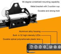 2 in 1 32 Inch 12-24V LED Emergency Strobe Lights for Trucks Vehicle Car Directional Warning Bar Plow Flash Traffic Safety for Rear Window Wiring Kit Cigar Lighter Installing(White Amber)