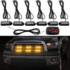 (Upgrade 2) Led Strobe Lights for Emergency Vehicles Trucks 12-24V IP66 Waterproof (Amber)