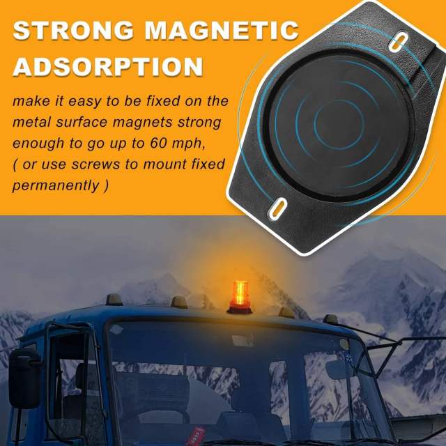 LED Strobe Light, 12V-24V Warning Emergency Safety Flashing Beacon Lights with Magnetic and 16.4 ft Straight Cord Vehicle Forklift Truck Tractor Golf Carts UTV Car Bus (2 PCS, Amber)