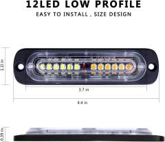 Led Strobe Lights for Trucks Vehicles Suvs,12-24v 4pcs Emergency Warning Caution Hazard Construction Slim Sync Feature Car with Main Control Surface Mount (White Amber)