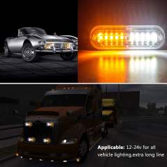 Led Strobe Lights for Trucks Vehicles Suvs,12-24v 4pcs Emergency Warning Caution Hazard Construction Slim Sync Feature Car with Main Control Surface Mount (White Amber)