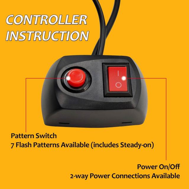 【2 Remote Switches】One for use and one for spare. For easy on/off and changing different strobe patterns."Button A" is control four lights on/off ，"Button B"is control another four lights on/off， and ,"Button C"is control all lights change flash mode,,"Bu