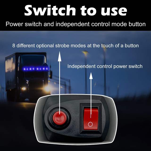Led Warning Lights, 4pcs Emergency Warning Caution Hazard Construction Ultra Slim Sync Feature Car Truck with Main Control Box Surface Mount (Blue)