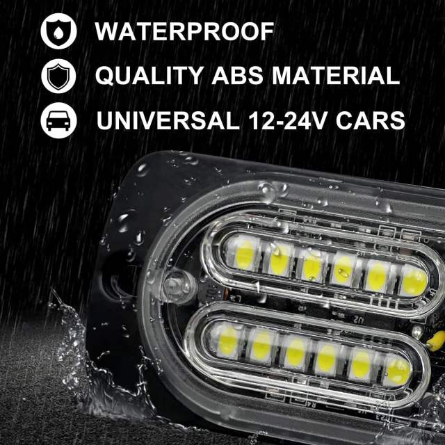Led Warning Lights, 4pcs Emergency Warning Caution Hazard Construction Ultra Slim Sync Feature Car Truck with Main Control Box Surface Mount (Blue)