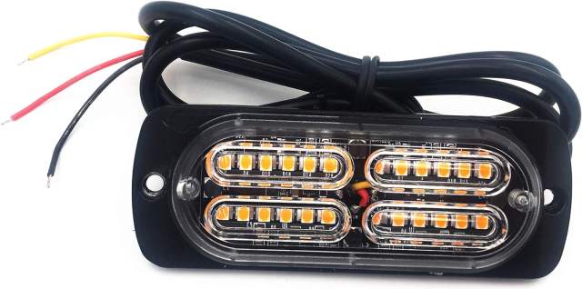 12-24V 20-LED Super Bright Emergency Warning Caution Hazard Construction Waterproof Amber Strobe Light Bar with 16 Different Flashing for Car Truck SUV Van - 2PCS (Amber)