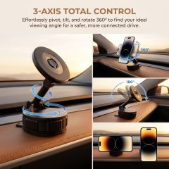 Vacuum Suction Magnetic Car Phone Holder, 360° Adjustable Cell Phone Mount